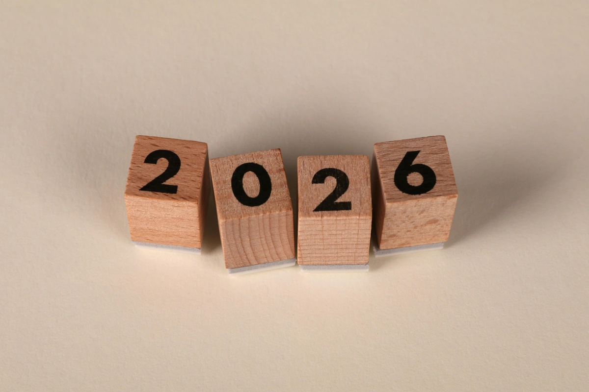 Wooden blocks spelling out 2026 representing digital marketing trends for the coming year