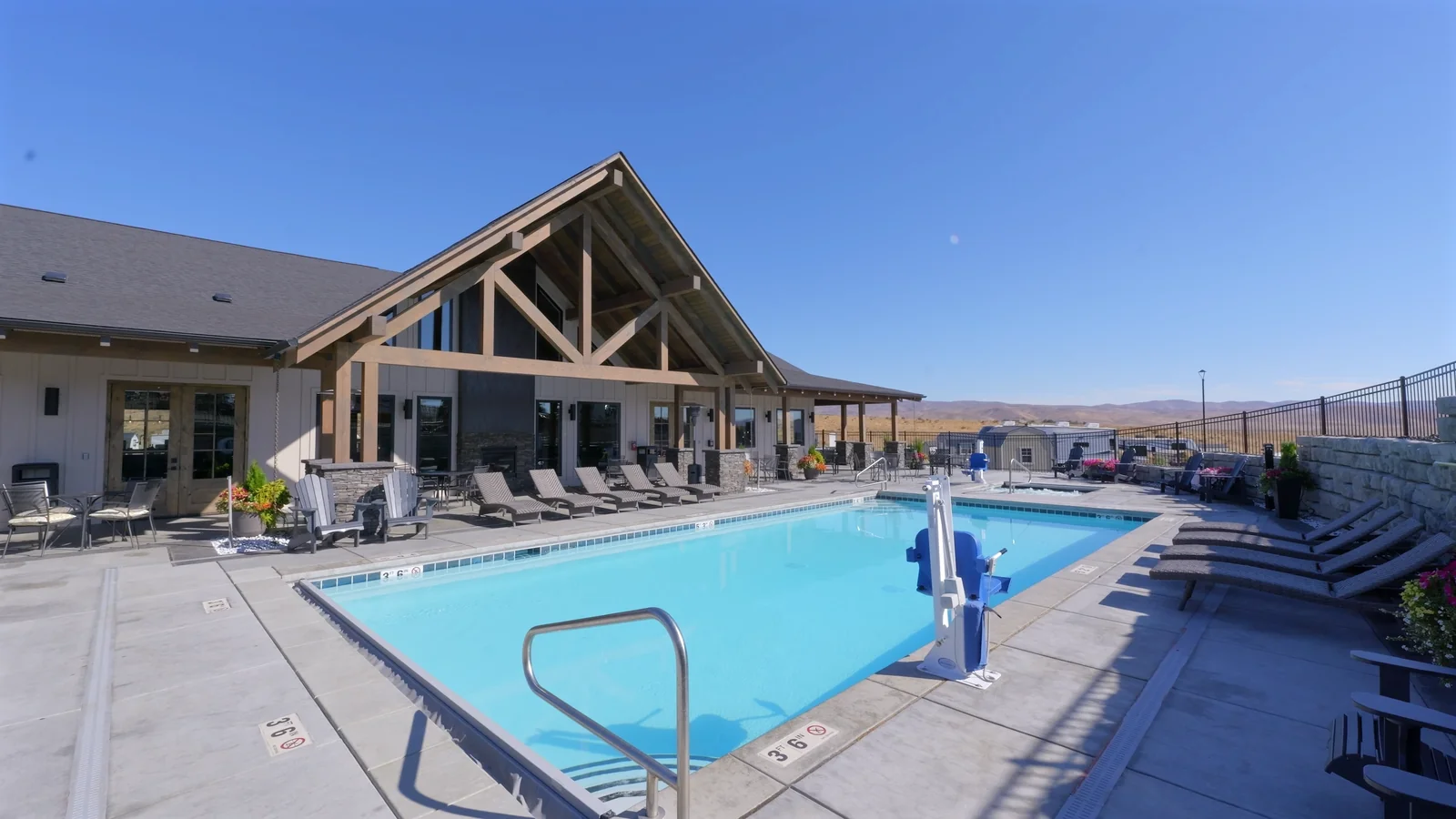 Naches RV Resort pool view aerial photo